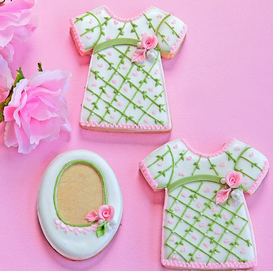 Precious Pinstripes and Rose Baby Dress & Shoe Cookies Il_170x135
