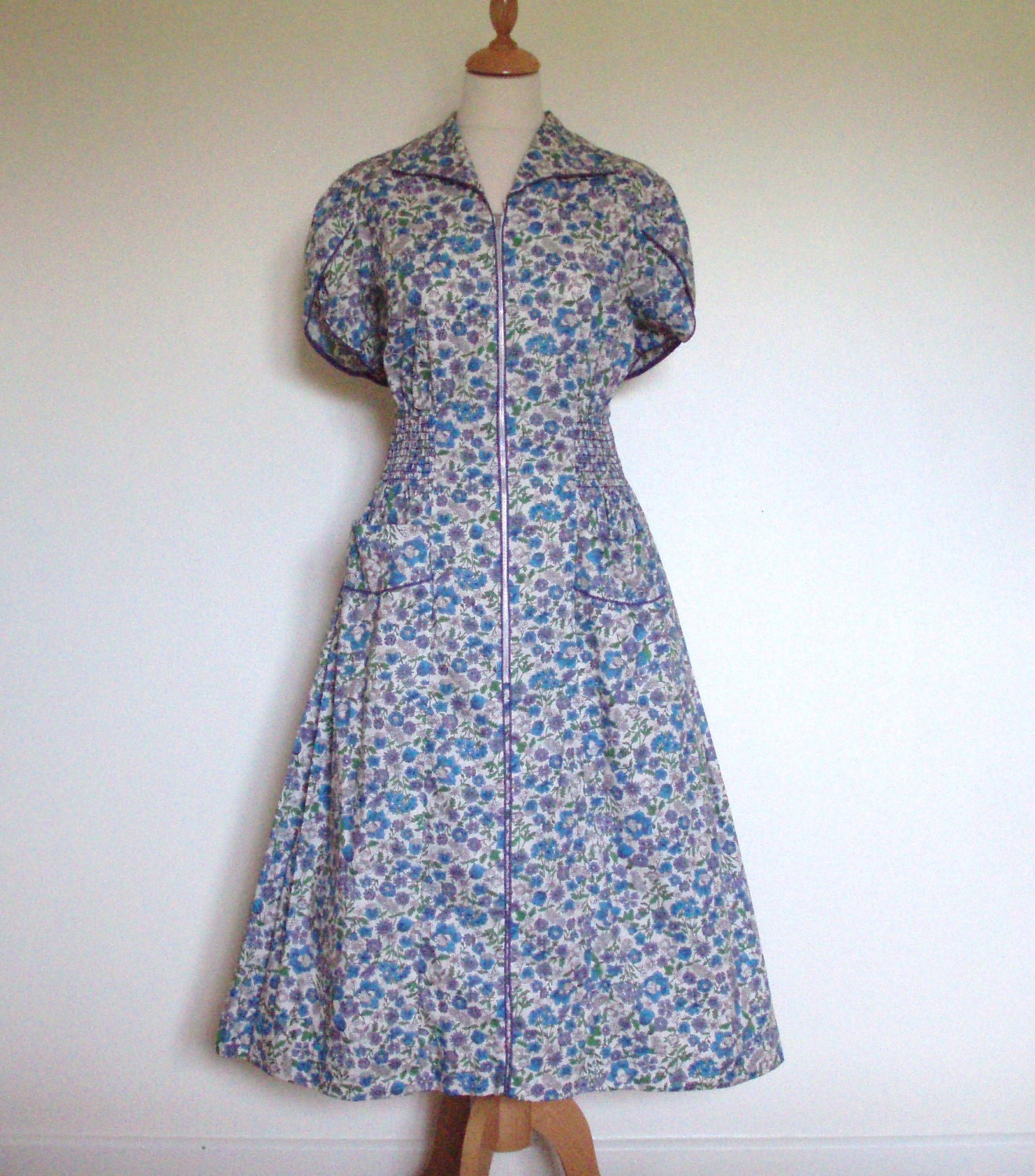 1950s/60s Vintage "Simplicity" floral ditsy tea day dress UK 14 16 US 10 12
