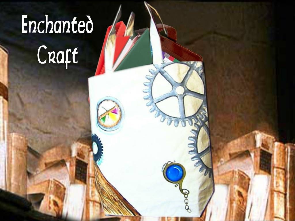 STEAMPUNK tote, bag- hand painted- get your name on it for free