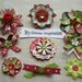 Red Green and White Scrapbook Paper Embellishments and Paper Flowers