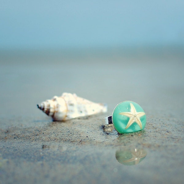 Ocean Starfish Statement Resin Ring - nature inspired nautical jewelry