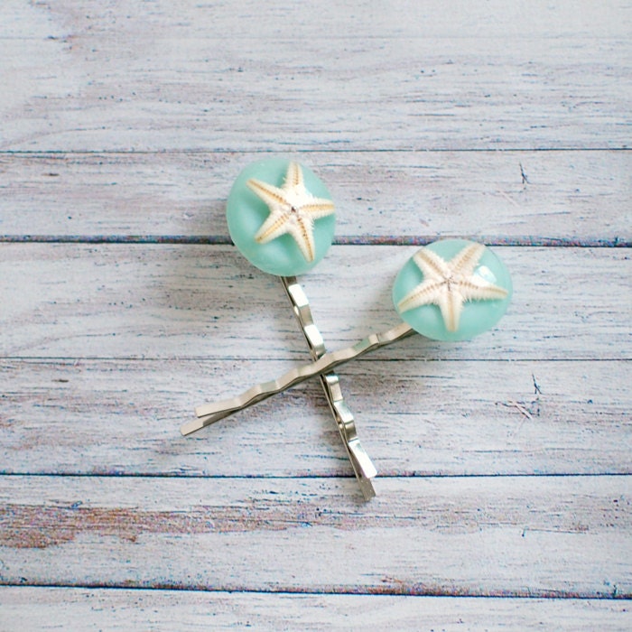 Nautical starfish bobby pin - 2 pcs. - nature lover gift