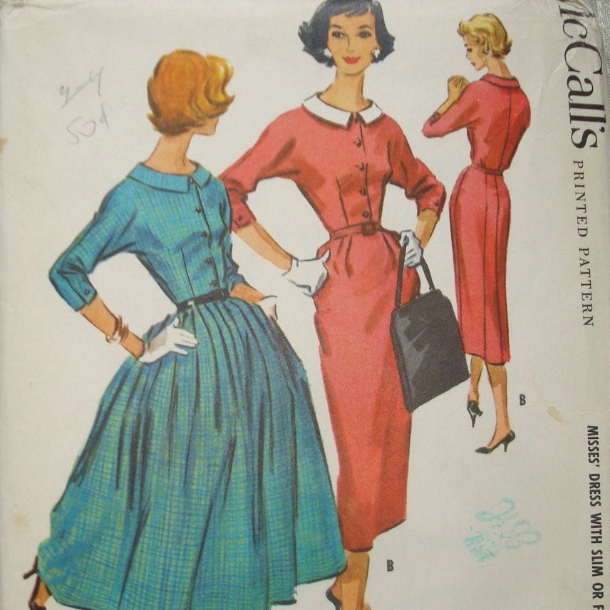 Vintage 1950s Dress Pattern McCalls 4179 Uncut Size 12 Bust 32
