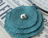 Teal Leather Bloom - Pretty leather poppy or rose with antique look. Made to order.