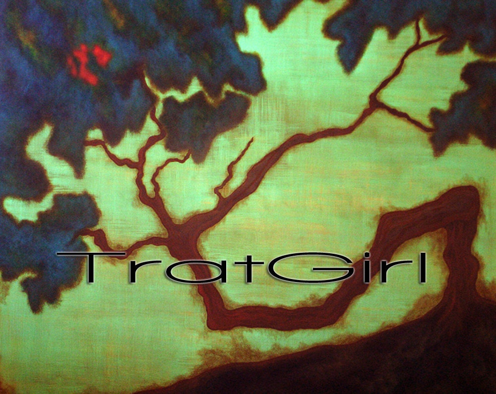 Print 8 x 10 Tree Blue Cherry Tree By tratgirl