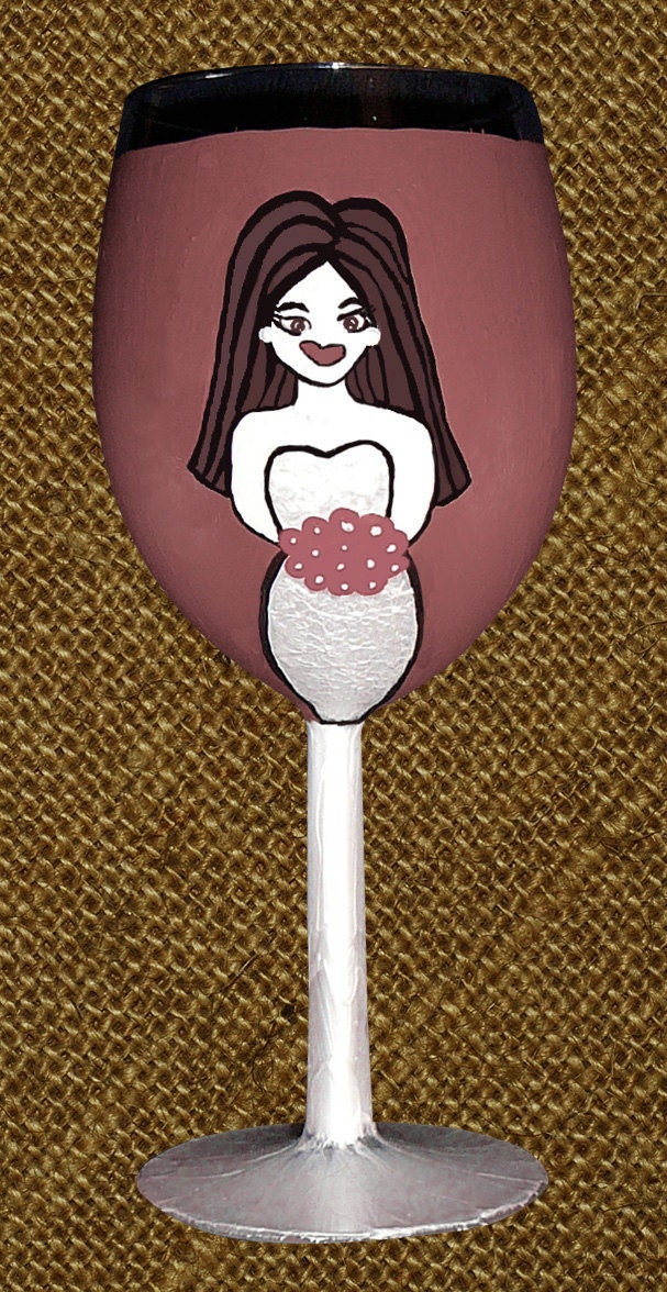 Custom Bridal Party Wine Glass for the Bride