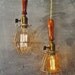 DOUBLE TROUBLE -- Set of 2 Vintage Industrial Trouble Lights - Machine Age Minimalist Pendant Cage Lamp