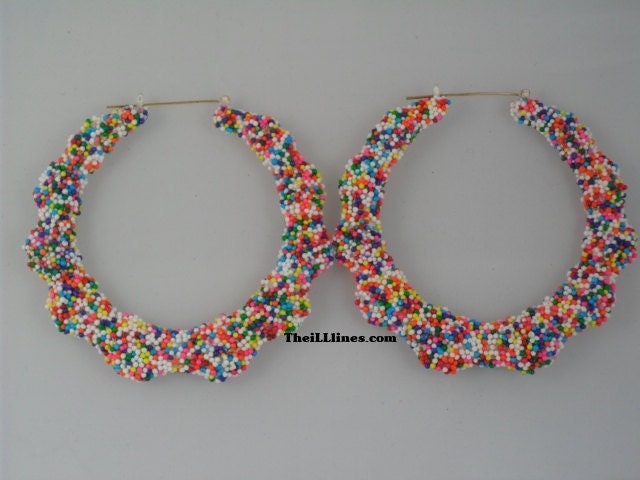4 inch Candy Sprinkle Bamboo Hoops  in Green