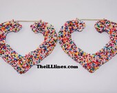 2 1/2 inch Candy Sprinkle Heart Earrings