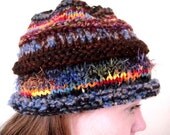 Cloche -- Women's Brown Hand Knitted Hat - OOAK - Winter Cap - Whimsical- Texture