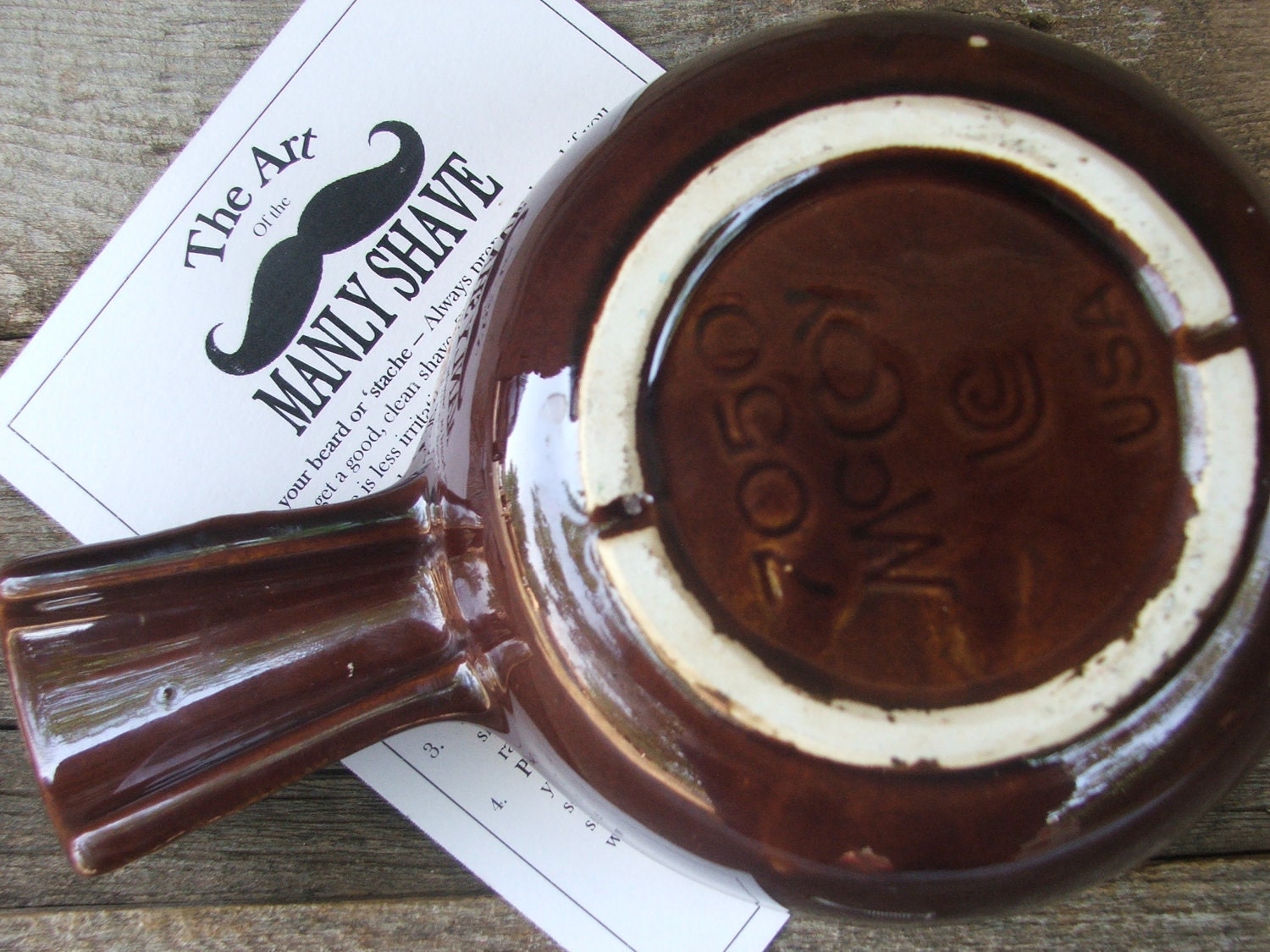 Shaving Mug Set, Vintage Shaving Mug, Cyber Monday Etsy Grooming Kit, Boar Brush, Handmade Soap