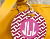 luggage tags in REVERSE ZIGZAG pattern with custom monogram - set of 2