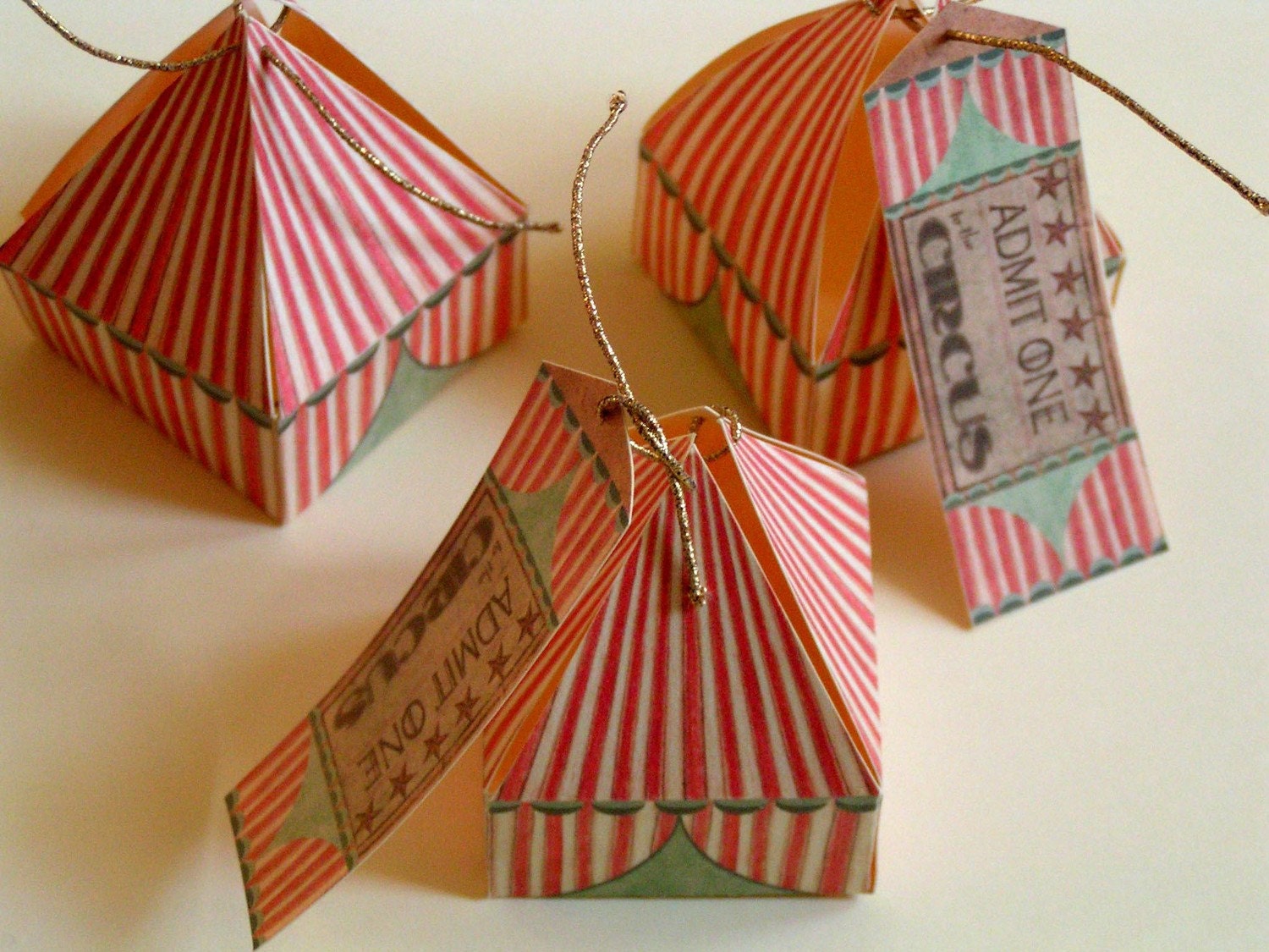 2 Circus tent gift boxes with tags