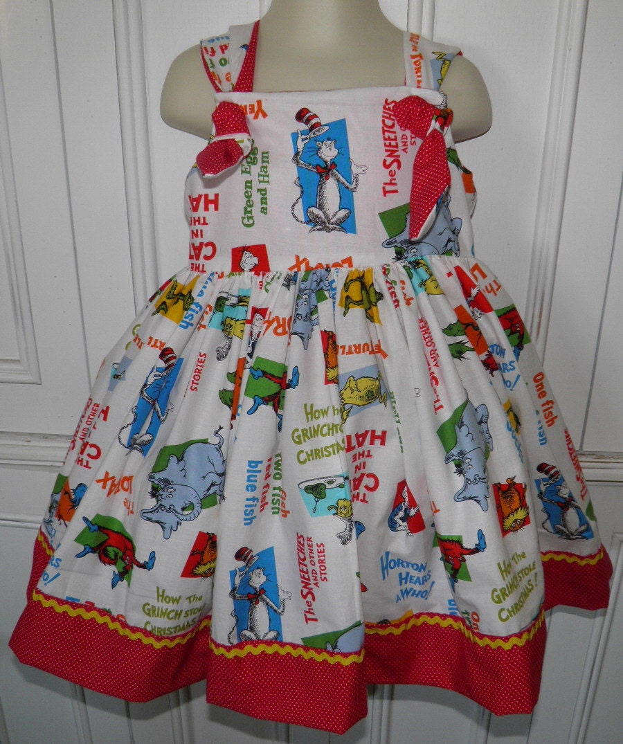 Dr. Seuss Boutique Dress Size 2T 3T 4T 5 6 Lorax Cat in the Hat One Fish Two Fish