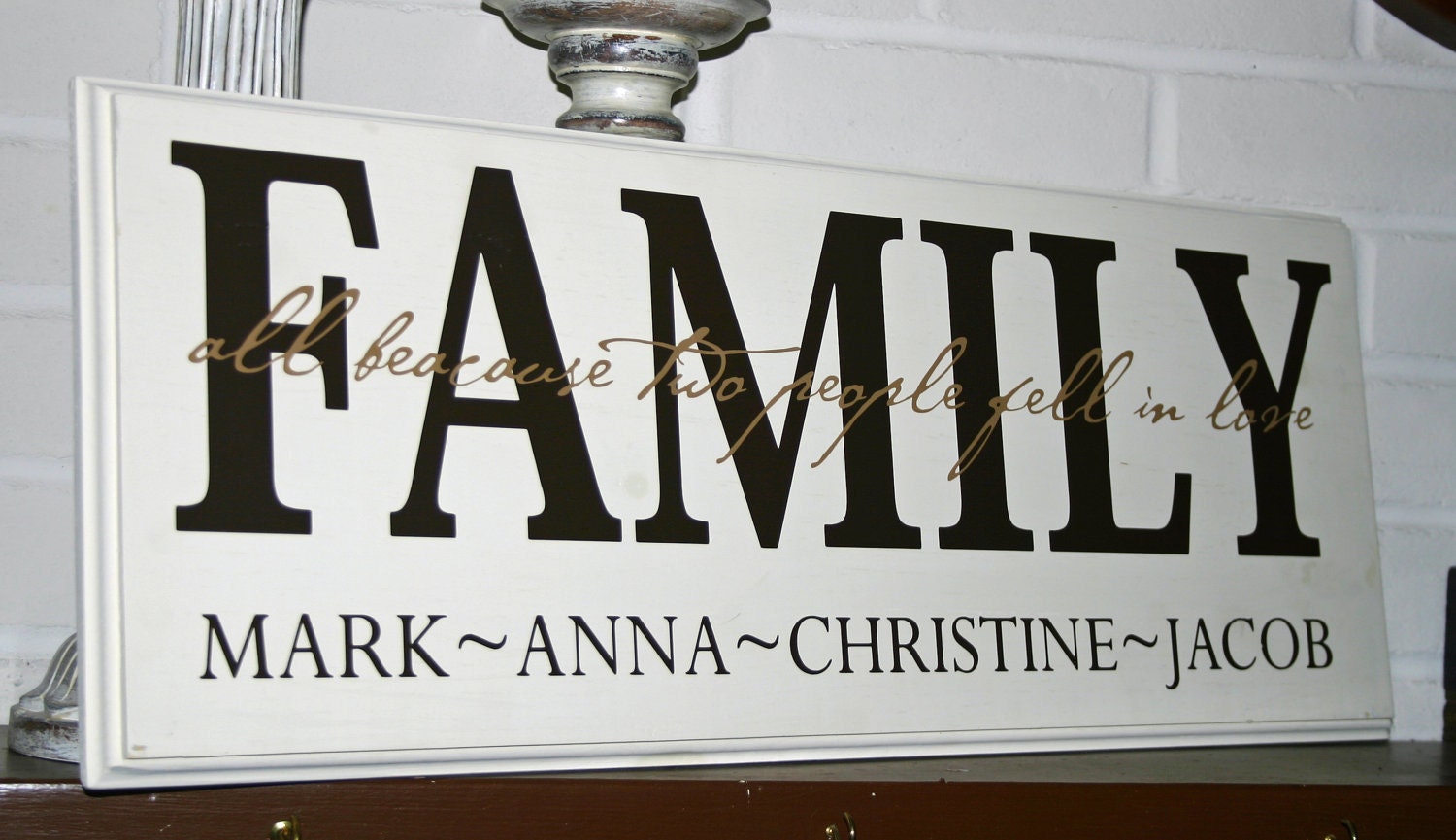 Family All because two people... Custom Personalized Wood Sign-  Decal Vinyl Lettering wall words graphics Home decor itswritteninvinyl