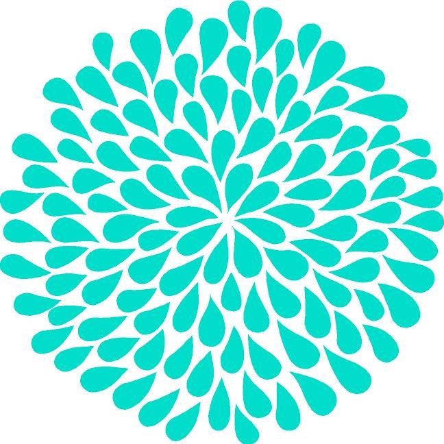 Turquoise Mum Flower 9 in.- Vinyl Lettering wall words quotes graphics decals Art Home decor itswritteninvinyl
