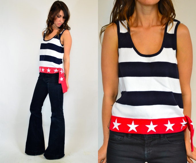 patriotic stars 'n' stripes american flag USA tank top, xs-medium