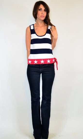 patriotic stars 'n' stripes american flag USA tank top, xs-medium