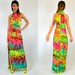 reserved--neon OMBRE tie dye BOHO high slit goddess MAXI dress, extra small - medium