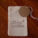 Thanksgiving place card favor bags with blank tags, muslin, 3x5.  Set of 12, includes blank kraft paper tags for names.  Table decor.