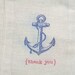 Nautical favor bags, muslin, 3x5. Set of 40. Vintage style anchor and Thank You typewriter font, red and navy blue.