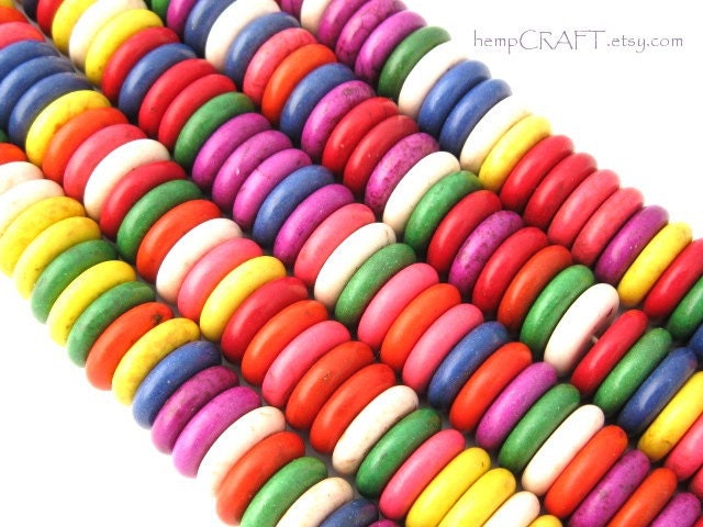 Flat Disc Beads, Multicolor Howlite Round Spacer Beads, 12mm - 50pc - hempCRAFT