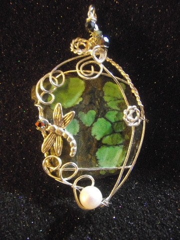 Wire Wrapped Green Turquoise pendant