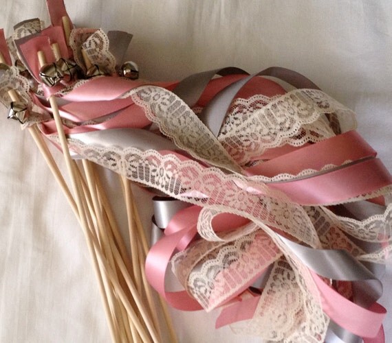 50 Wedding Wands Lace Gold Silver Bells Ribbon Birthday Party Barn ...