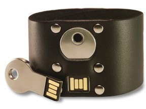 Usb Leather Bracelet -  Black, 8 Gb