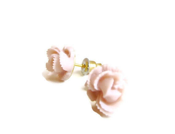 Tiny Pink Rose Post Earrings FREE SHIPPING