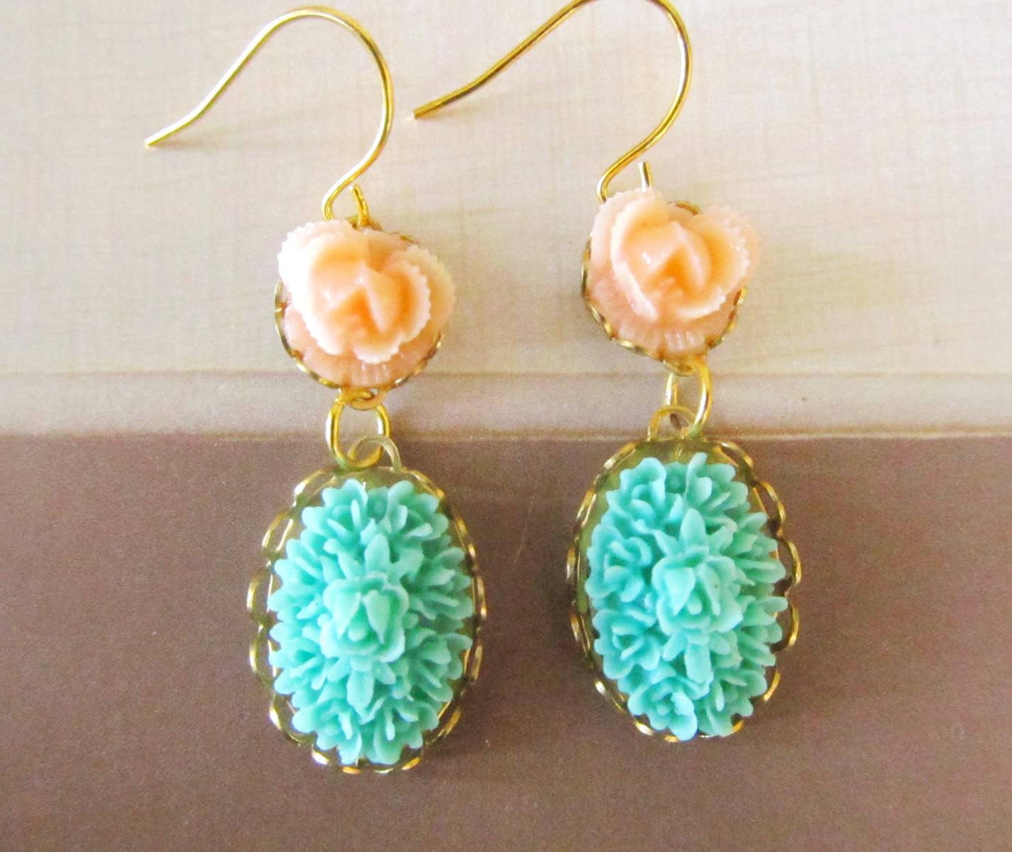 Lovely Flower Earrings - Feminine Pretty -Great Gift