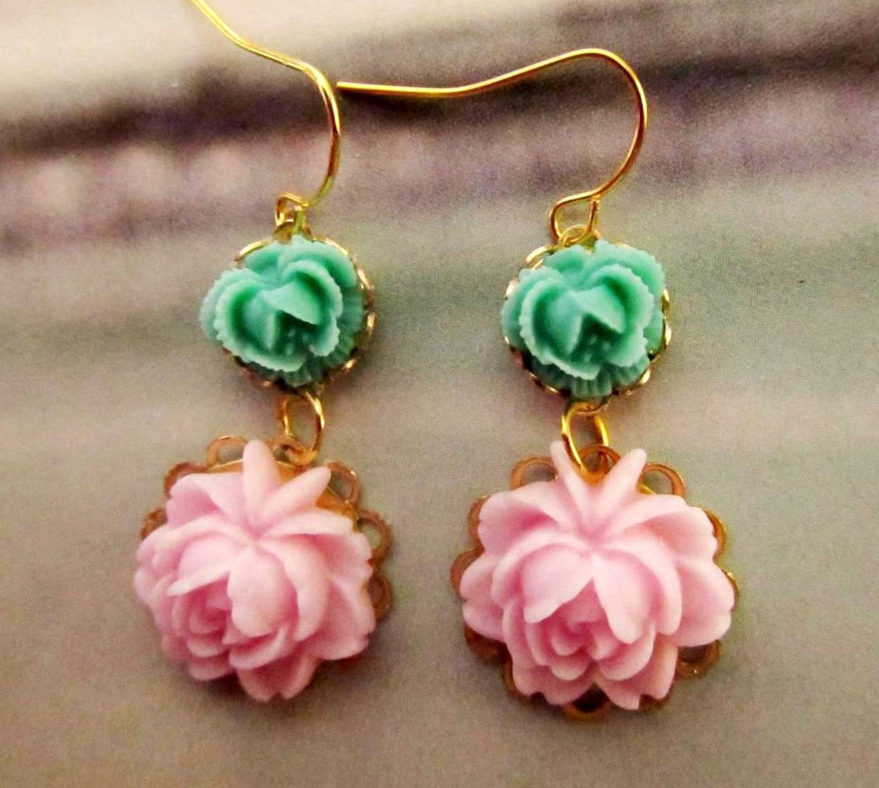 Pastel Floral  Earrings Elegant Earrings