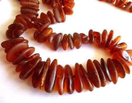 Raw Baltic Amber Unpolished Necklace Cognac 29 inch