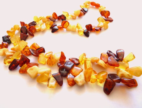 Baltic Amber Multicolor Beaded Necklace 27"