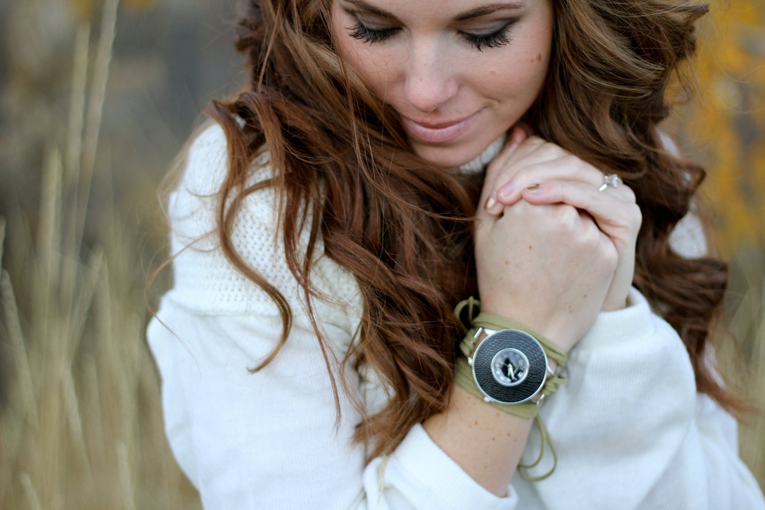 Olive Suede Bracelet Watch with Black Lizard Skin Interchangeable Face