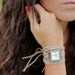 Tan Suede Bracelet Watch with Small White Interchangeable Face