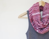 INFINITY SCARF - Screen Printed - White Aztec on Mauve