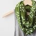 INFINITY SCARF - Screen Printed - White Cross-Diamonds on Olive Green