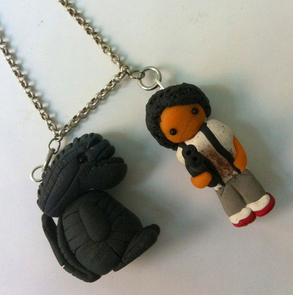 handmade polymer clay tenant ripley and alien inspired necklace