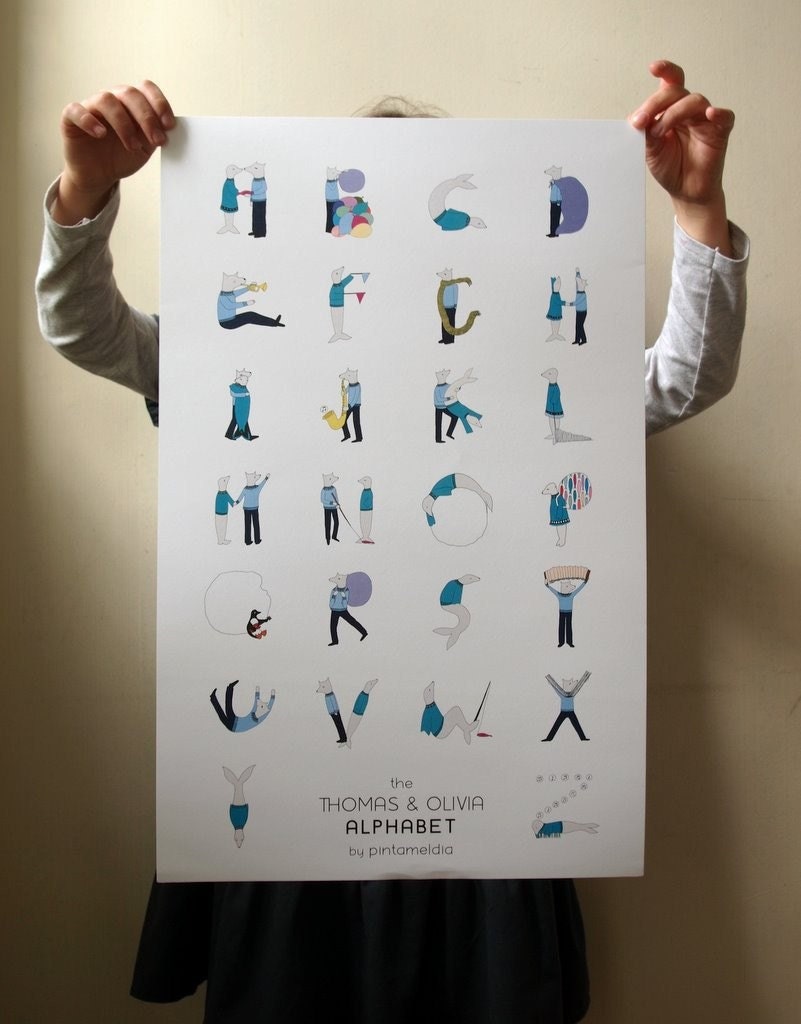 The Thomas & Olivia alphabet poster (Special Offer: plus 2 extra buttons)