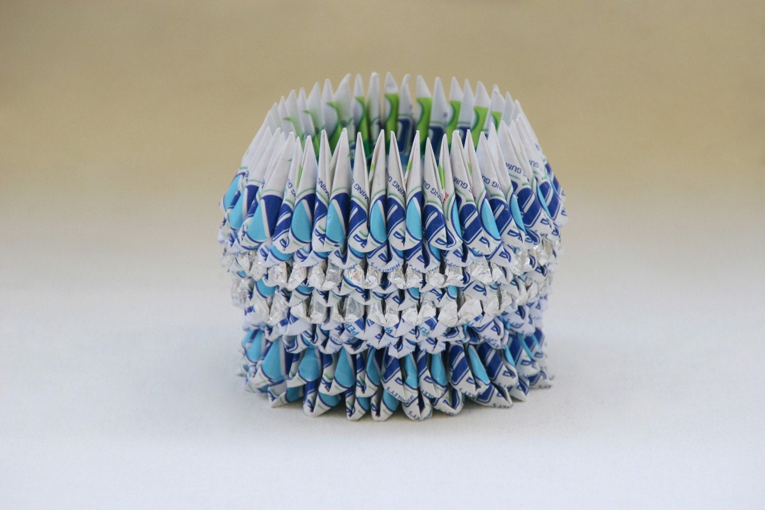 FREE SHIPPING: Origami paper bowl -  made out of chewing-gum wraps