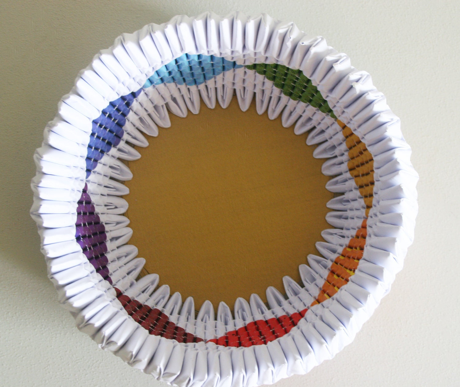 FREE SHIPPING: Origami Paper Bowl with a colorful diamond pattern