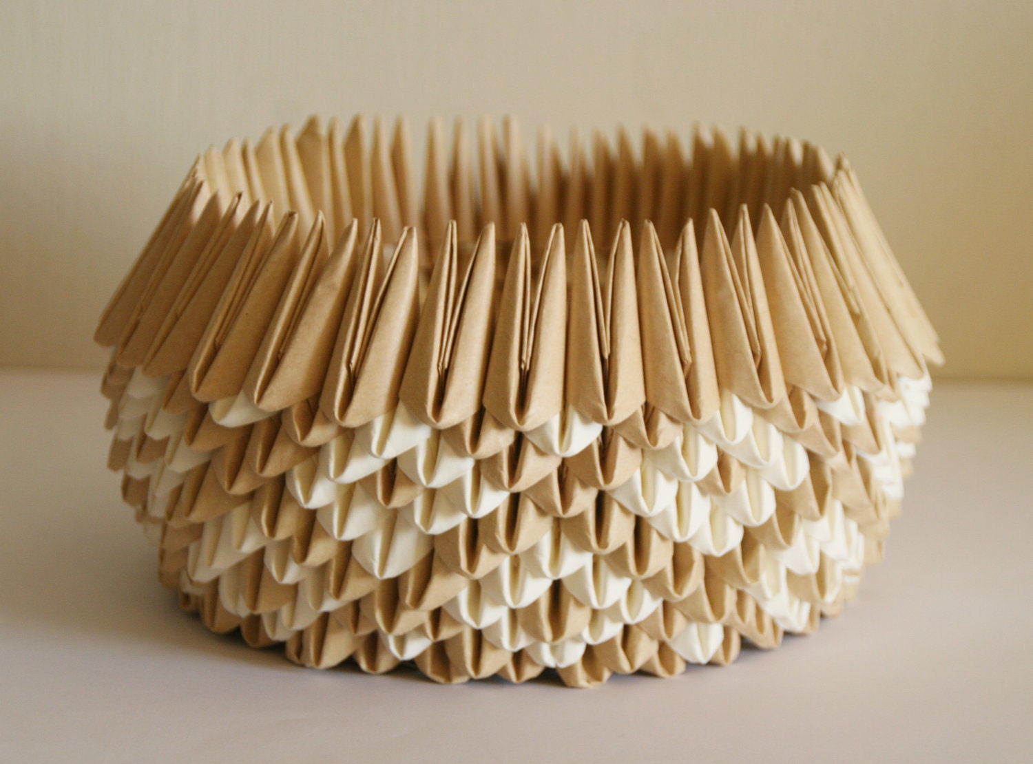 FREE SHIPPING: Gift idea - Origami Paper Bowl, natural look, for housewarming, hostess, holiday