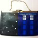 Dr Who's TARDIS: Upcycled hand painted vintage leather Etra clutch purse