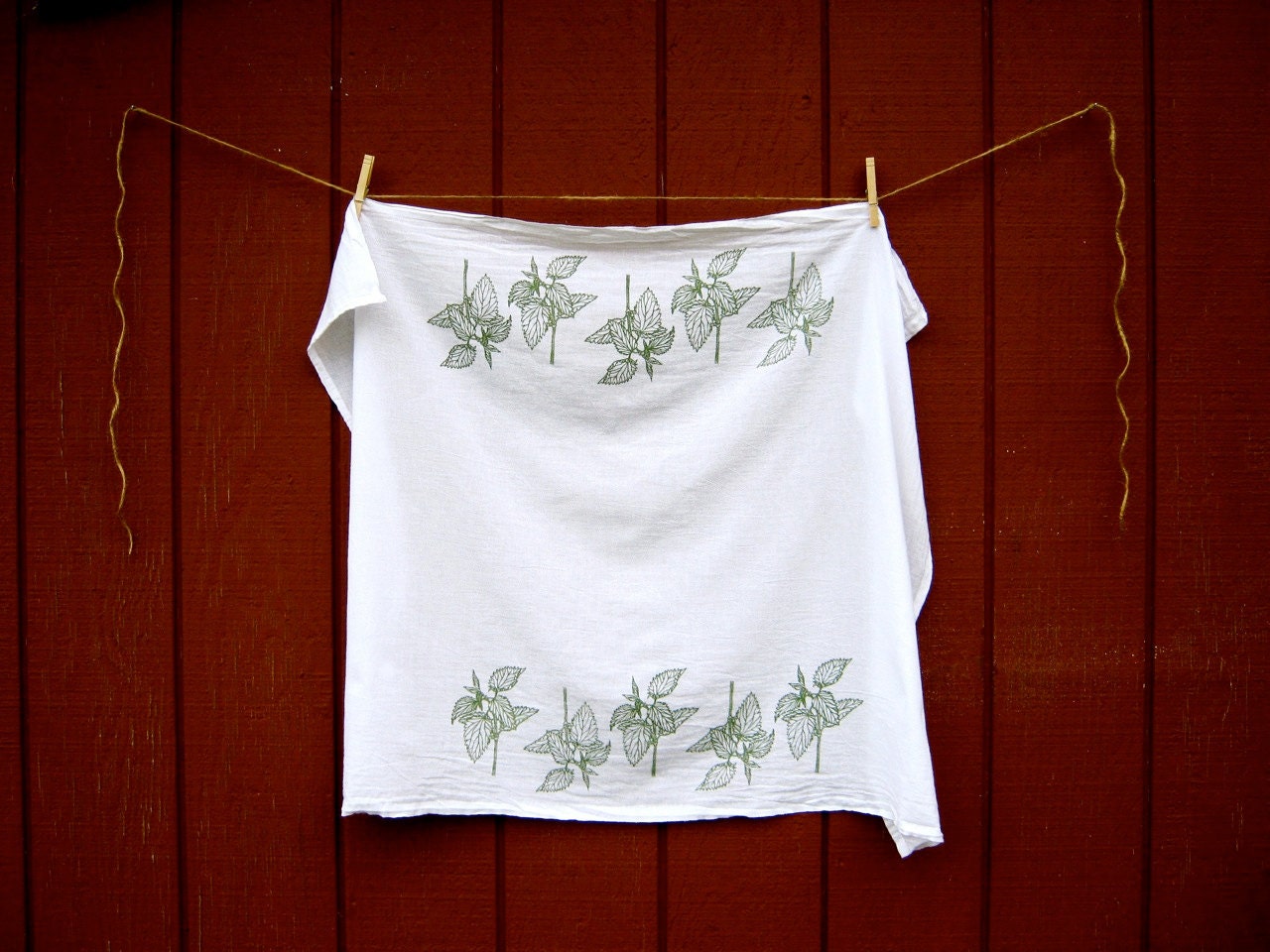 Stinging Nettle Towel - Flour Sack Tea Towel - Hand Printed