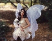 Huge Moonbeam White Pearl Opal Fairy Wings Costume adult xl dress up goddess steampunk art elf Faerie Wedding cosplay plus larp cosplay