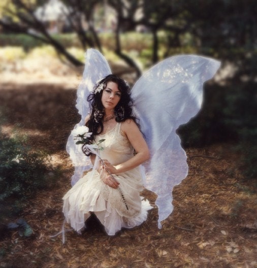 Huge Moonbeam WHITE Opal FAIRY WINGS Costume Wedding Goddess gown dress up xl Adult Faerie plus goddess angel cosplay larp witch Halloween