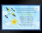 Cute Lil Aviator Airplane Printable Baby Shower Invitation Digital File