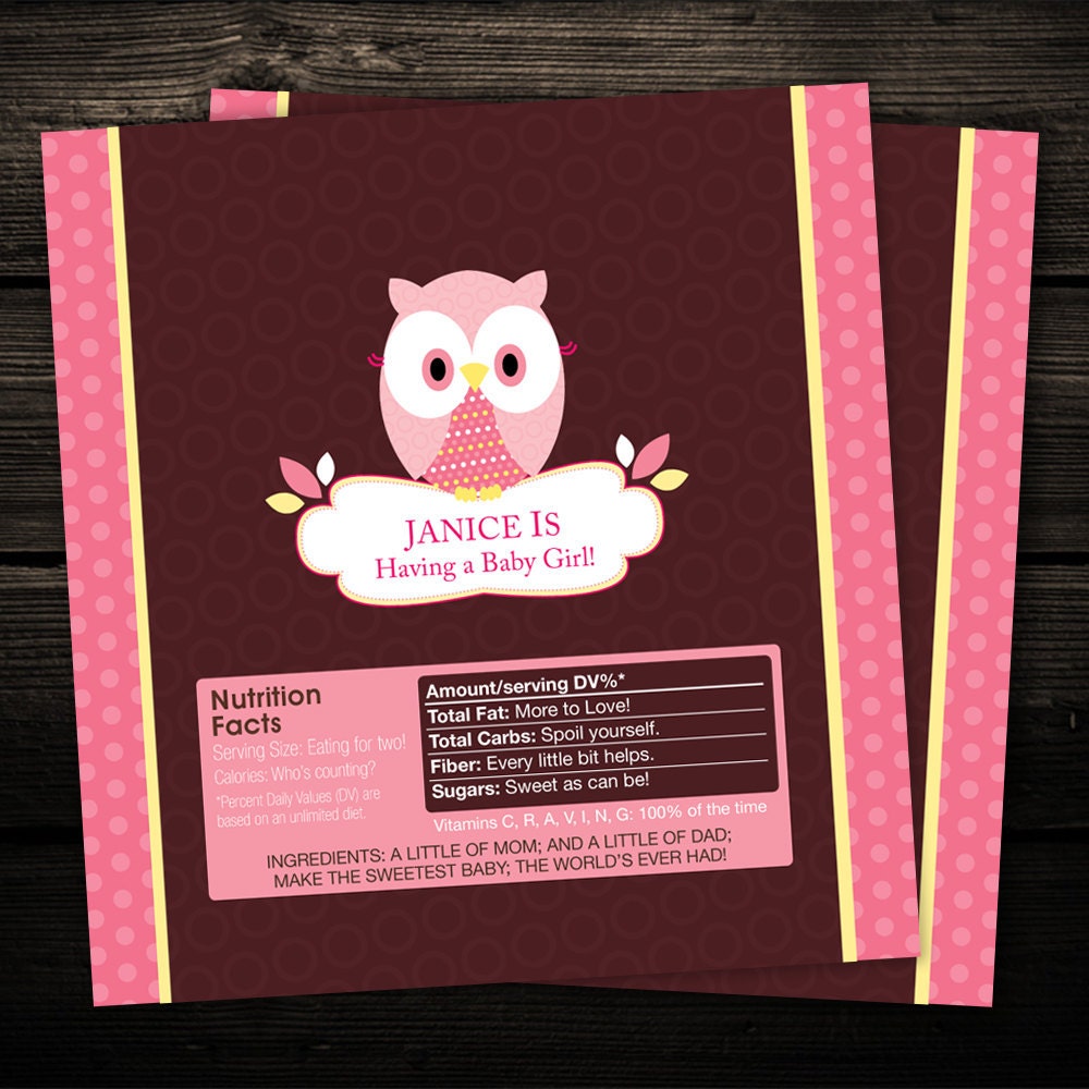 Sweet Hoot Owl Candy Wrappers - Set of 20 Wrappers - Baby Shower, Birthday Favors