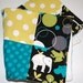 Baby Boy Patchwork Travel Blanket, Michael Miller's Zoology and White Minky. REadY To ShIP